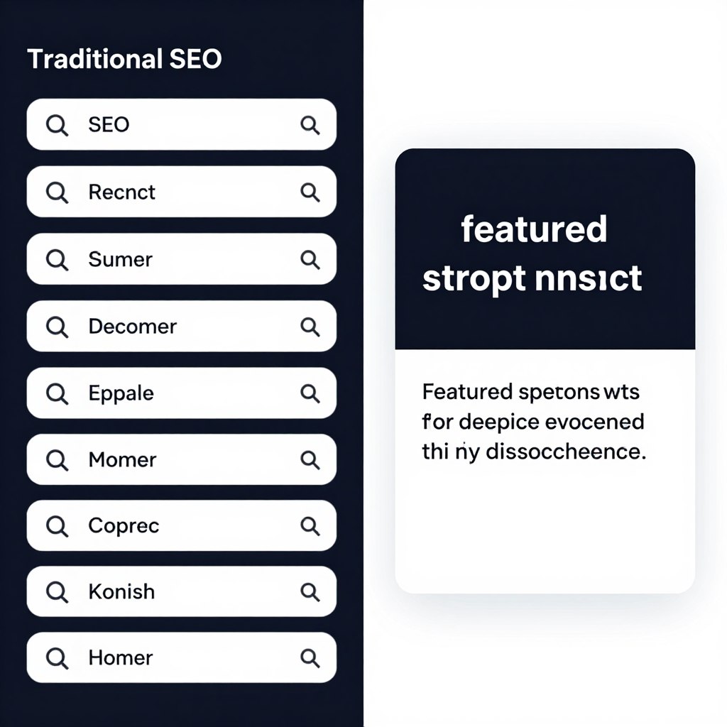 Comparación visual entre resultados SEO tradicionales y respuestas AEO destacadas