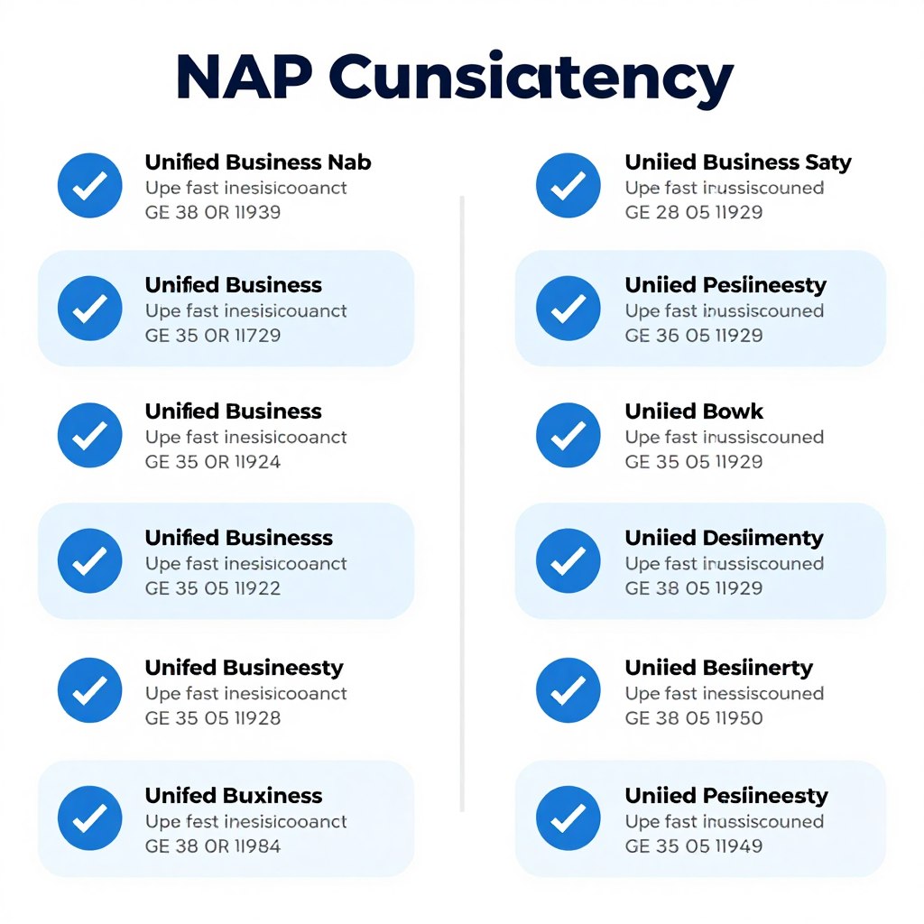 Señales de NAP consistency mostrando datos de contacto unificados